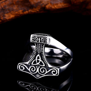 ENXICO Mjolnir Thor's Hammer Ring ? 316L Stainless Steel ? Norse Scandinavian Viking Jewelry