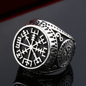 ENXICO Vegvisir The Viking Runic Compass Ring ? 316L Stainless Steel ? Norse Scandinavian Viking Jewelry