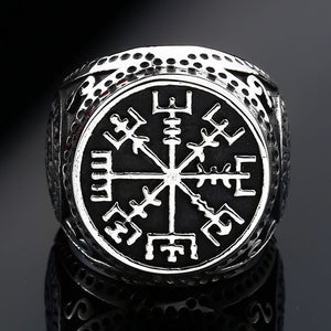 ENXICO Vegvisir The Viking Runic Compass Ring ? 316L Stainless Steel ? Norse Scandinavian Viking Jewelry