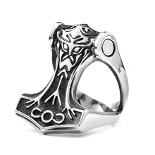 Load image into Gallery viewer, ENXICO Thor&#39;s Hammer Mjolnir Ring ? 316L Stainless Steel ? Norse Scandinavian Viking Jewelry (10)