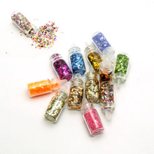 Load image into Gallery viewer, 2TRIDENTS Set of 48 Bottles Sequins Powder Glitter Powder Nail Art for DIY Art Decoration Festival Face Eye Nail Make Up Accessories