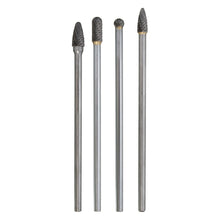 Load image into Gallery viewer, 2TRIDENTS Set of 4 Pcs Long Burr Set Double Cut Rotary Burr Set for Grinder Drill Metal Polishing Wood Carving Drilling