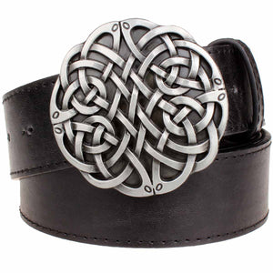 GUNGNEER Irish Celtic Trinity Knot Stripe Leather Belt Jewelry Accessories for Men Women