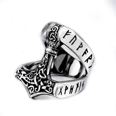 ENXICO Runic Thor's Hammer Mjolnir Ring ? 316L Stainless Steel ? Norse Scandinavian Viking Jewelry (13)