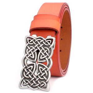 GUNGNEER Interlocking Irish Celtic Knot Stripe Square Leather Bucket Belt Jewelry Accessories
