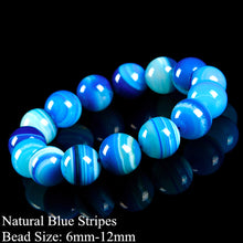 Load image into Gallery viewer, HoliStone 6-12mm Natural Blue Agate Stone Lucky Charm Bracelet for Women and Men ? Yoga Meditation Healing Balancing Energy Bracelet