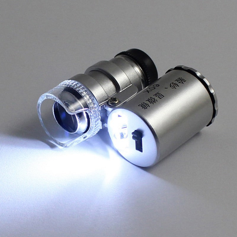 2TRIDENTS 60X Microscope LED Lamp Lights - Handheld Mini Pocket LED Loupe Magnifier