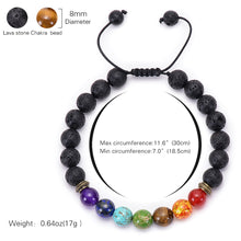 Load image into Gallery viewer, HoliStone Adjustable 7 Chakras and Natural Lava Stone Bracelet ? Anxiety Stress Relief Yoga Meditation Energy Balancing Lucky Charm Bracelet for Women and Men