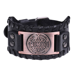 GUNGNEER Leather David Star Bracelet Hexagram Jewish Charm Bracelet Jewelry For Men Women