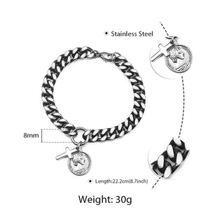 GUNGNEER Stainless Steel Jesus Cross Pendant Necklace Chain Bracelet Christian Jewelry Set