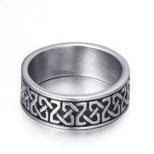 Load image into Gallery viewer, GUNGNEER Stainless Steel Ring Band Stainless Steel Celtic Knot Black Biker Jewelry