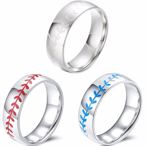GUNGNEER Multi-Color Baseball Ring Stainless Steel Sports Jewelry Gift For Men Women