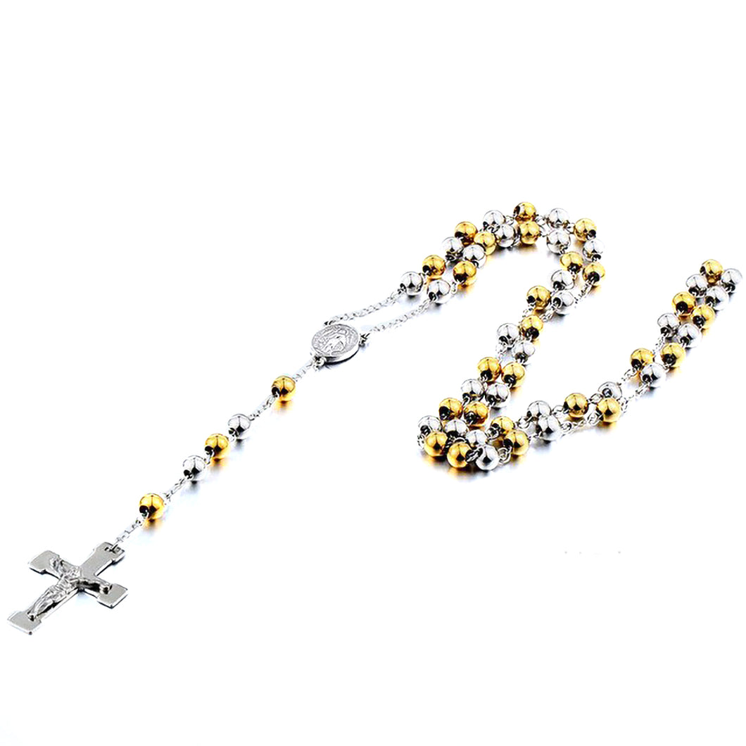 GUNGNEER Stainless Steel Christian Cross Necklace Jesus Pendant Jewelry Accessory For Women