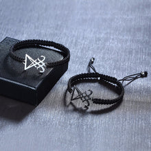Load image into Gallery viewer, GUNGNEER Black Satan Bracelet Stainless Steel Sigil Lucifer Necklace Set Jewelry