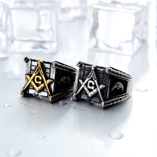 Load image into Gallery viewer, GUNGNEER Masonic Ring Square Face Vintage Style With Masonic Symbol Ring Accessory For Men