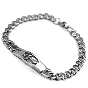 GUNGNEER Stainless Steel Shield St Michael Necklace Chain Bracelet The Archangel Jewelry Set