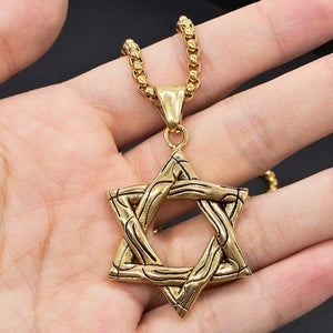 GUNGNEER Stainless Steel Jewish Pendant Jewelry David Star Necklace Accessory For Men Women