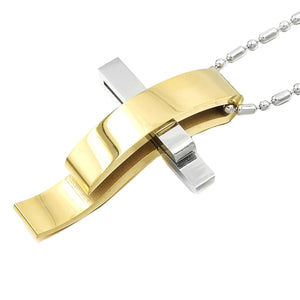 GUNGNEER Stainless Steel Cross Pendant Necklace Jesus Jewelry Accessory For Men Women