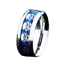 Load image into Gallery viewer, GUNGNEER Blue Skull Skeleton Band Ring Stainless Steel Gothic Biker Jewelry Accessory Men Women