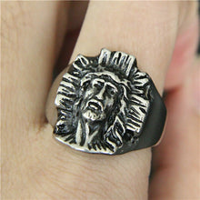 Load image into Gallery viewer, GUNGNEER Stainless Steel Jesus Christ Ring Many Sizes Christian Jewelry Accessory For Men
