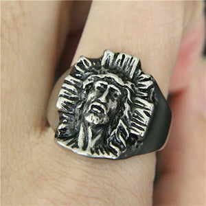 GUNGNEER Stainless Steel Jesus Christ Ring Many Sizes Christian Jewelry Accessory For Men