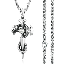 Load image into Gallery viewer, GUNGNEER Stainless Steel God Cross Necklace Christian Pendant Jewelry Gift For Men Women