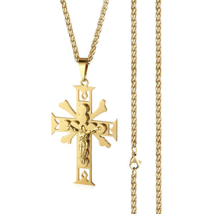 GUNGNEER Christian Cross Pendant Necklace God Jesus Chain Jewelry Gift For Men Women