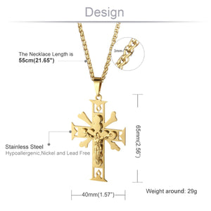 GUNGNEER Christian Cross Pendant Necklace God Jesus Chain Jewelry Gift For Men Women