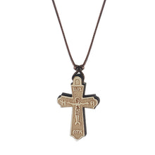 Load image into Gallery viewer, GUNGNEER Adjustable Leather Cross Christ Necklace Jesus Pendant Chain Jewelry For Men Women