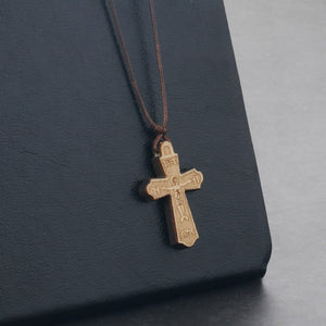 GUNGNEER Adjustable Leather Cross Christ Necklace Jesus Pendant Chain Jewelry For Men Women