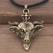 Load image into Gallery viewer, GUNGNEER Black Rope Chain Baphomet Necklace Goat Head Gothic Jewelry Accessories For Men