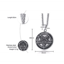 Load image into Gallery viewer, GUNGNEER Satanic Sigil of Baphomet Pendant Necklace Leather Bracelet Jewelry Set Gift