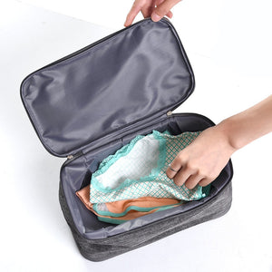 2TRIDENTS Multilayer Underwear Storage Bag 11x4.72x5.9inches Travel Clothing Cosmetic Container (Black)