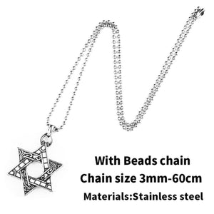 GUNGNEER Large David Star Pendant Necklace Jewish Occult Israel Jewelry Accessory For Men