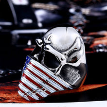 Load image into Gallery viewer, GUNGNEER American Flag Skeleton Skull Ring Stainless Steel Gothic Jewelry Accessories Men Women