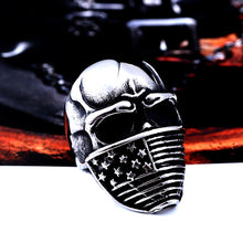 Load image into Gallery viewer, GUNGNEER American Flag Skeleton Skull Ring Stainless Steel Gothic Jewelry Accessories Men Women