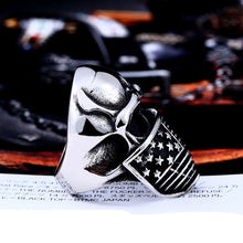 Load image into Gallery viewer, GUNGNEER American Flag Skeleton Skull Ring Stainless Steel Gothic Jewelry Accessories Men Women