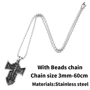 GUNGNEER Stainless Steel Christ Cross Pendant Necklace Jesus Chain Jewelry For Men Women