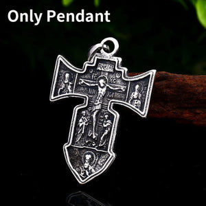 GUNGNEER Stainless Steel Christ Cross Pendant Necklace Jesus Chain Jewelry For Men Women