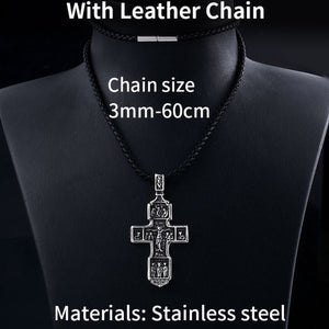 GUNGNEER Stainless Steel Christ Cross Pendant Necklace Jesus Accessory Jewelry Gift For Men