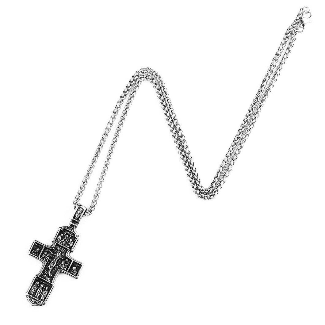 GUNGNEER Stainless Steel Christ Cross Pendant Necklace Jesus Accessory Jewelry Gift For Men