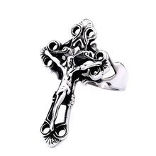 Load image into Gallery viewer, GUNGNEER Christ Ring Stainless Steel Christian Cross Bracelet Jesus Jewelry Set
