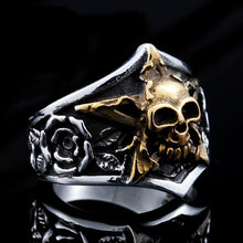 Load image into Gallery viewer, GUNGNEER Pentagram Skull Stainless Steel Ring Leather Bracelet Power Jewelry Set Men Women
