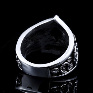 GUNGNEER Pentagram Skull Stainless Steel Ring Leather Bracelet Power Jewelry Set Men Women