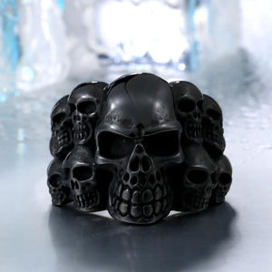 GUNGNEER Stainless Steel Gothic Motorbiker Punk Skull Ring Jewelry Accessories Men Women