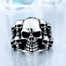 Load image into Gallery viewer, GUNGNEER Stainless Steel Gothic Motorbiker Punk Skull Ring Jewelry Accessories Men Women