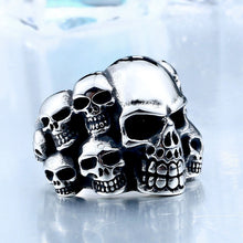 Load image into Gallery viewer, GUNGNEER Stainless Steel Gothic Motorbiker Punk Skull Ring Jewelry Accessories Men Women