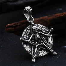 Load image into Gallery viewer, GUNGNEER Wicca Pentagram Five Point Star Skull Gothic Pendant Necklace Stainless Steel Jewelry