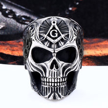 Load image into Gallery viewer, GUNGNEER Freemason Masonic Ring For Men Stainless Steel Skull Necklace Jewelry Set