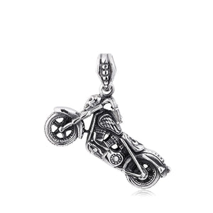 GUNGNEER Motorbike Skull Stainless Steel Pendant Necklace Bike Chain Bracelet Punk Jewelry Set